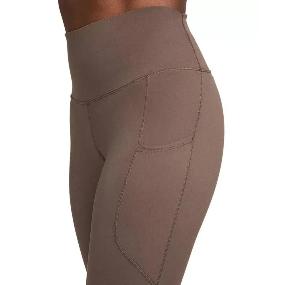 Nike One‎ High Waisted 7/8 Pockets Leggings Womens XS Brown FN3241 004